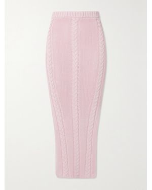 Joslin Studio Net Sustain Aurora Cable-Knit Linen-Blend Midi Skirt - Pink