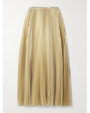 JOSEPH Essai Metallic Plissé Silk-Blend Midi Skirt - Natural
