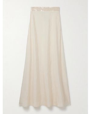 Dima Ayad Strapless Sequin-Embellished Cloqué Gown - Natural