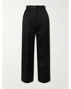 Loro Piana Duchesse Silk-Satin Straight-Leg Trousers - Black
