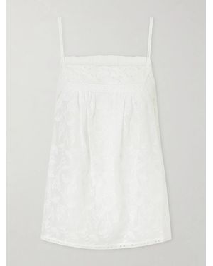 Eres Amande Embroidered Lace-Trimmed Cotton-Blend Voile Top - White