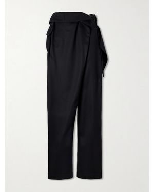 JW Anderson Ruffled Belted Wool Wide-Leg Trousers - Black