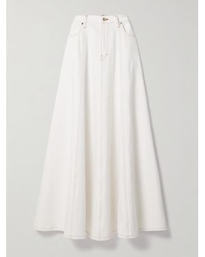 FRAME Carolina Herrera Denim Maxi Skirt - White