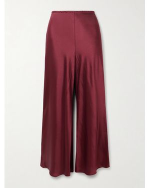 Leset Barb Draped Satin Wide-Leg Trousers - Red