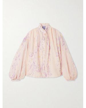 Thierry Colson Slava Ruffled Printed Cotton-Voile Blouse - Pink
