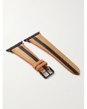 La Californienne Striped Leather Watch Strap - White