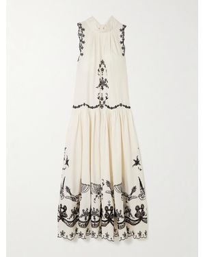 Sea Kingsley Midikleid Aus Baumwolle Mit Stickereien - Natur