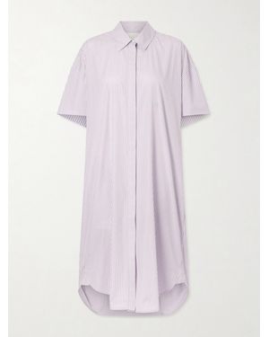 RÙADH Anu Embroidered Striped Organic Cotton-Poplin Midi Shirt Dress - Pink