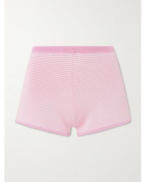 Calle Del Mar Striped Knitted Shorts - Pink