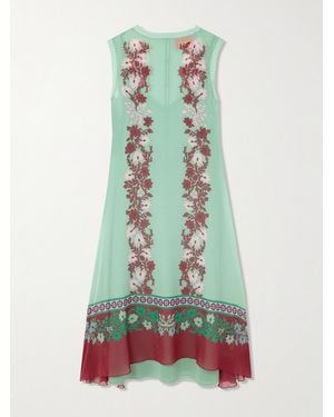 La DoubleJ Maria Printed Silk Midi Dress - Green