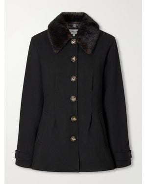 Veronica Beard Severine Dickey Plush-Trimmed Crepe Jacket - Black