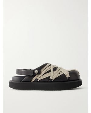 Rick Owens Megalace Platform Leather Mules - Black