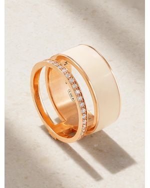 Repossi Bague En Or Rose 18 Carats (750/1000) Laque Et Diamants Berbere - Neutre
