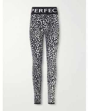 Perfect Moment Leopard-Jacquard Thermal Stretch-Knit Ski Leggings - Black