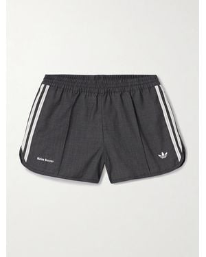 adidas Originals Wales Bonner Striped Wool-Blend Twill Shorts - Gray