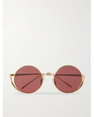 Loewe Lunettes De Soleil Ovales En Métal - Rose