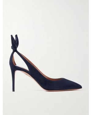 Aquazzura Bow Tie 85 Pumps Aus Veloursleder - Blau
