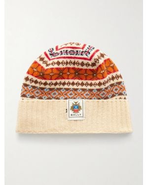 Bally Jacquard-Knit Wool Beanie - Orange