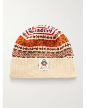 Bally Jacquard-Knit Wool Beanie - Orange