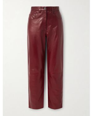 KHAITE Callum Leather Straight-Leg Trousers - Red