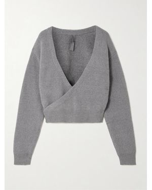 Skims Textured Knit Wrap Sweater – Dark Heather – Wickelpullover - Grau