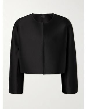 Leset Bobbi Cropped Satin Jacket - Black