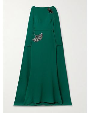 Safiyaa Ginevra Robe Aus Crêpe Mit Cape-Effekt Und Verzierungen - Grün
