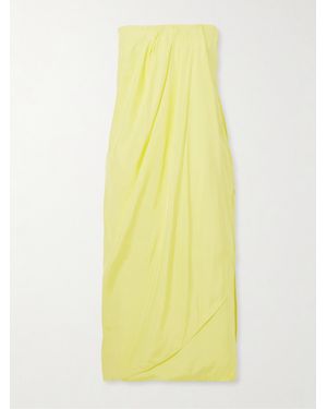 GAUGE81 Onna Strapless Draped Silk-Satin Midi Dress - Yellow