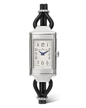 Jaeger-lecoultre Reverso One Cordonnet 16,3 Mm Uhr Aus Edelstahl Mit Diamanten Und Lederarmband - Mettallic