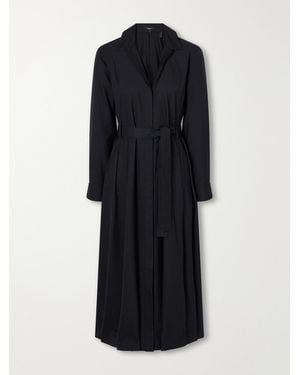 Theory Belted Flannel Midi Dress - Black