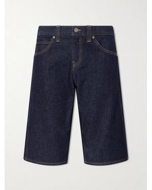 KHAITE Kinga Mid-Rise Straight-Leg Shorts - Blue