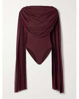 Maygel Coronel Burano Body Aus Stretch-Jersey Mit Cape-Effekt Und Raffungen - Lila