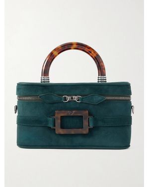 Roger Vivier Belle Vivier Vanity Mini Buckled Suede Clutch - Green
