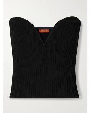 Altuzarra Lennon Strapless Ribbed-Knit Bustier Top - Black