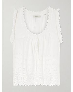 Doen Toussine Gatehred Broderie Anglaise Cotton Top - White