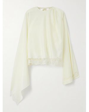 Marie Adam-Leenaerdt Lace-Trimmed Satin Blouse - White