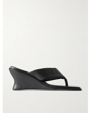 St. Agni Leather Wedge Sandals - Black