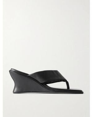 St. Agni Mules Aus Leder Mit Keilabsatz - Schwarz