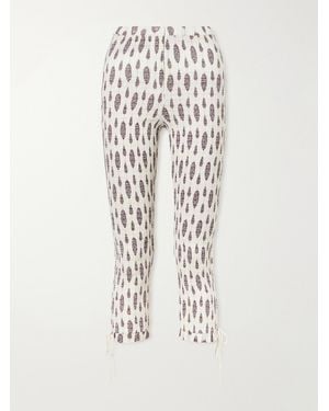 Isabel Marant Alene Smocked Floral-Print Cotton Capri Pants - White