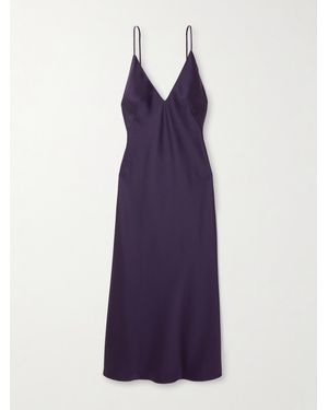 Leset Barb Open-Back Washed-Satin Midi Dress - Purple