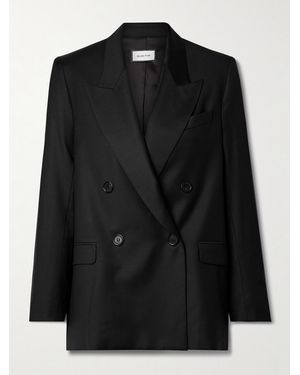 BEARE PARK Double-Breasted Wool-Twill Blazer - Black