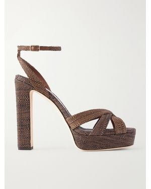 Jimmy Choo Kove 120 Raffia Woven Sandals - Brown