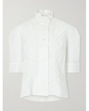 Thierry Colson Vita Ruffled Pleated Cotton-Gauze Shirt - White