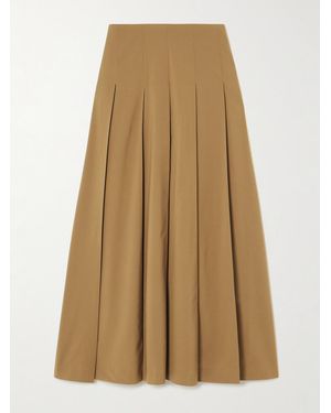 Rohe Pleated Wool-Blend Twill Midi Skirt - Natural