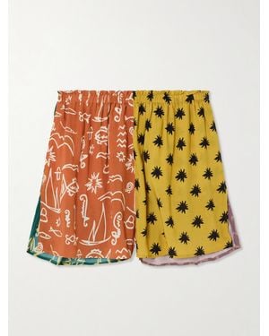 Donde Esteban Estrellitas Printed Satin Shorts - Orange