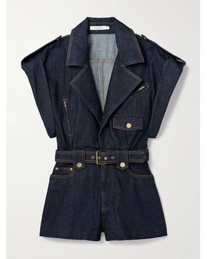 Zimmermann Crush Belted Denim Playsuit - Blue