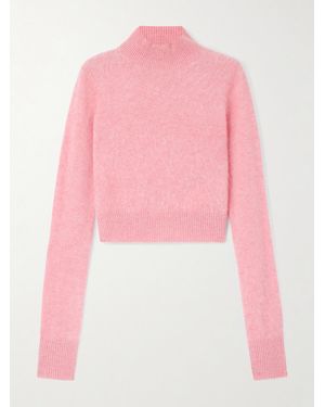 Sportmax Gubbio Cropped Brushed Cashmere Turtleneck Jumper - Pink