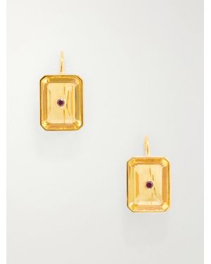 Lizzie Fortunato Tile-Plated Rhodolite And Glass Earrings - Metallic