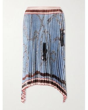 Acne Studios Pleated Printed Satin Midi Skirt - Blue