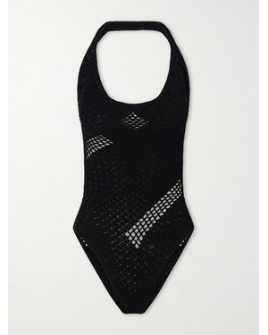Suzie Kondi Rhea Crocheted Halterneck One-Piece - Black